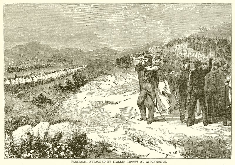 Garibaldi Attacked by Italian Troops at Aspromonte by English School