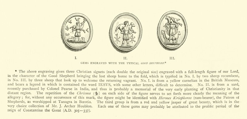 Gems engraved with the typical Good Shepherd by English School