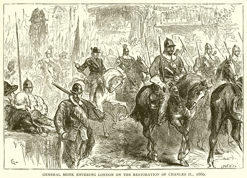 General Monk entering London on the Restoration of Charles II, 1660 by English School
