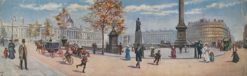 General View of the South-East Corner of Trafalgar Square by English School