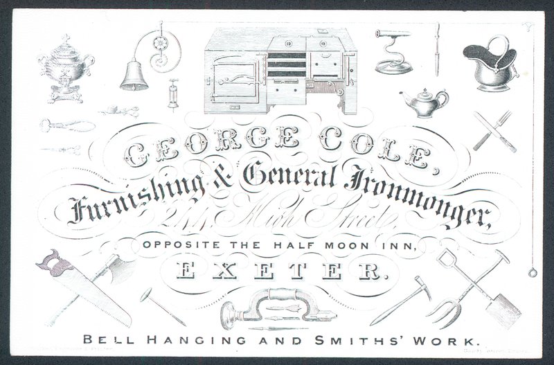 George Cole, Furnishing and General Ironmonger, Trade Card by English School