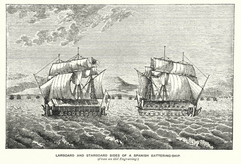 Gibraltar: Larboard and Starboard Sides of a Spanish Battering-Ship by English School