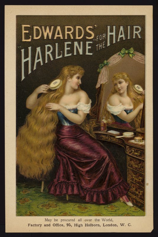 Girl brushing her long blonde hair; Edward