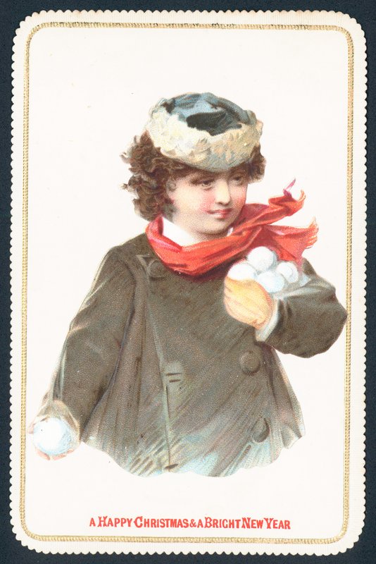 Girl gathering snowballs by English School