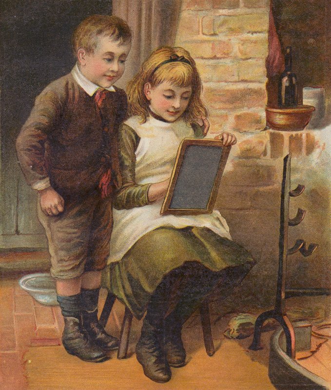 Girl helping her brother with his homework by English School