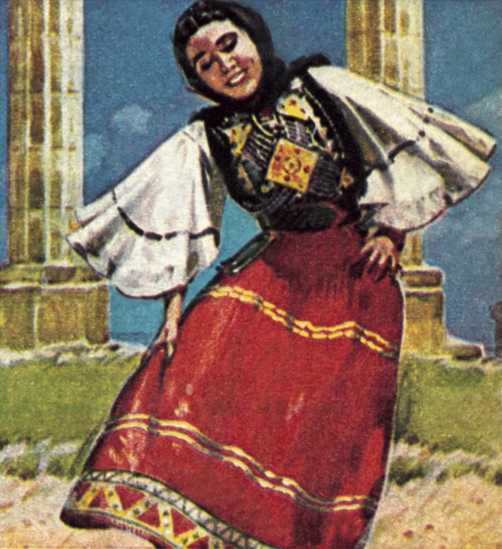 Girl in national costume of Greece by English School