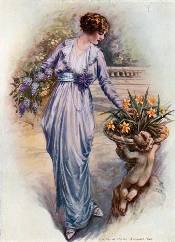 Girl Picking Flowers by English School