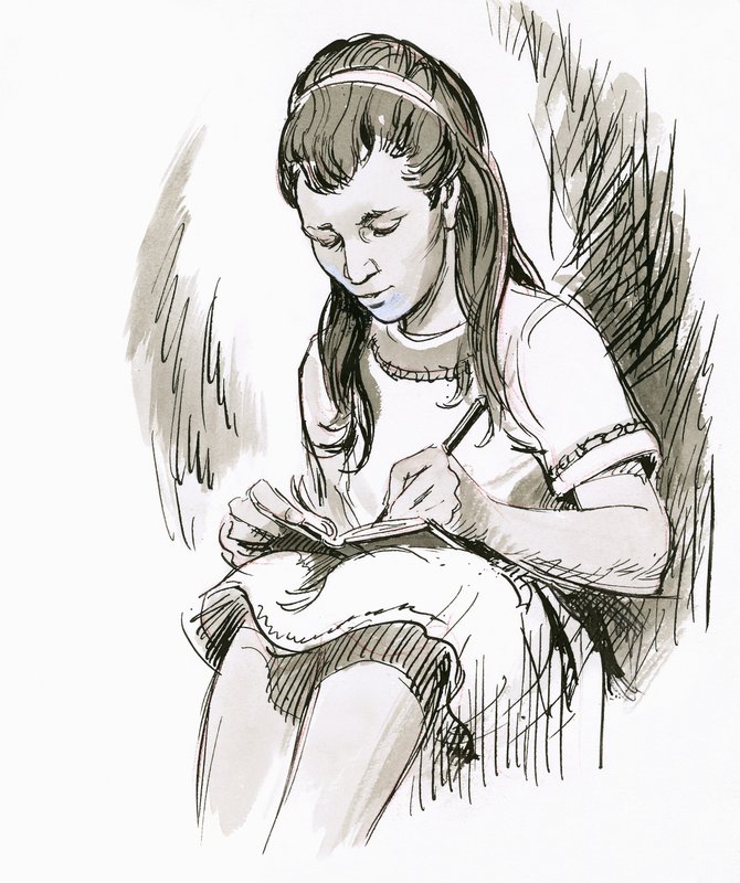 Girl Writing by English School