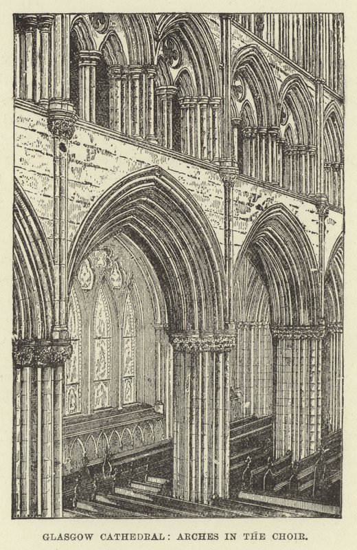 Glasgow Cathedral, Arches in the Choir by English School