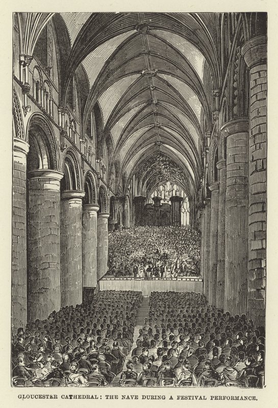 Gloucester Cathedral, the nave during a festival performance by English School