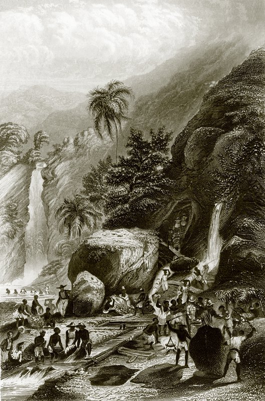 Gold washing in the Brazil by English School