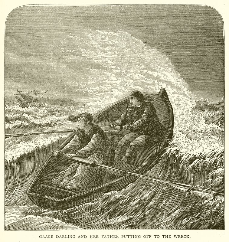 Grace Darling and her Father Putting Off to the Wreck by English School