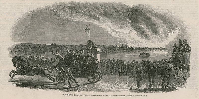 Great Fire Near Battersea by English School