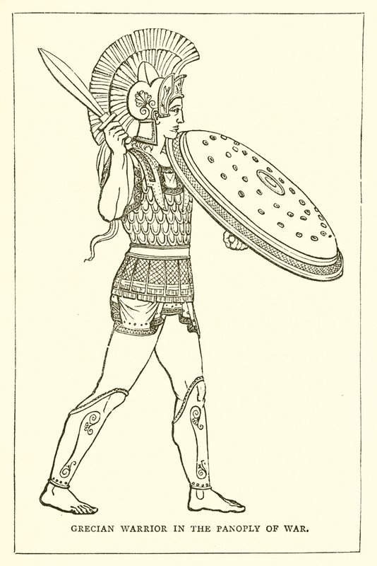 Grecian Warrior in the Panoply of War by English School
