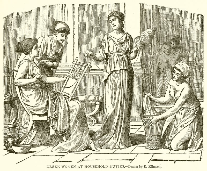 Greek Women at Household Duties by English School