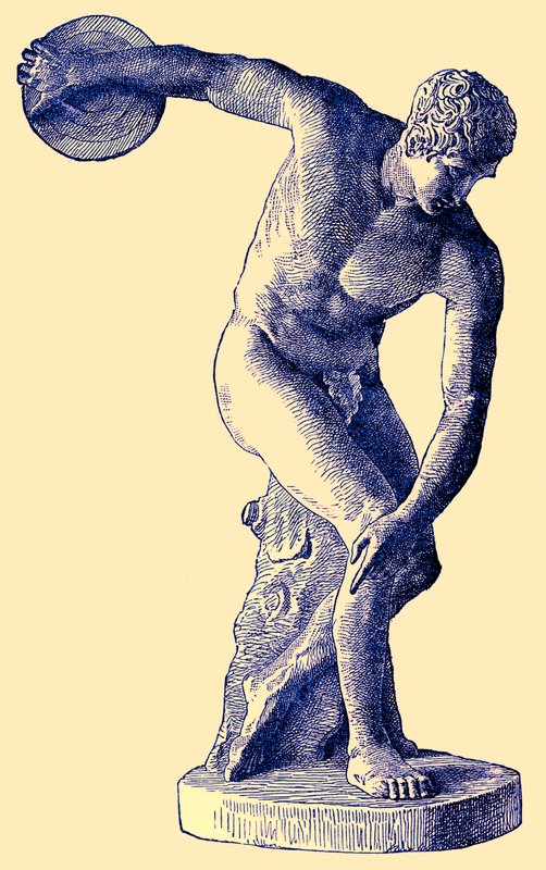 Greek Athlete Throwing the Discus, Illustration from Cassell