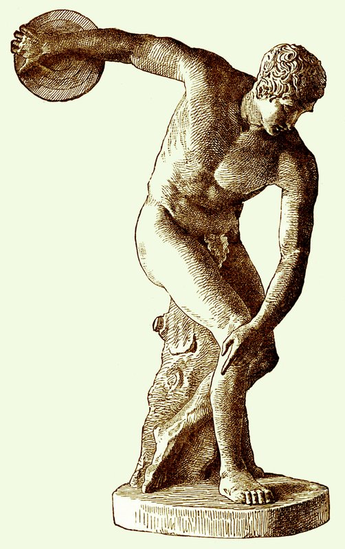 Greek Athlete Throwing the Discus, Illustration from Cassell