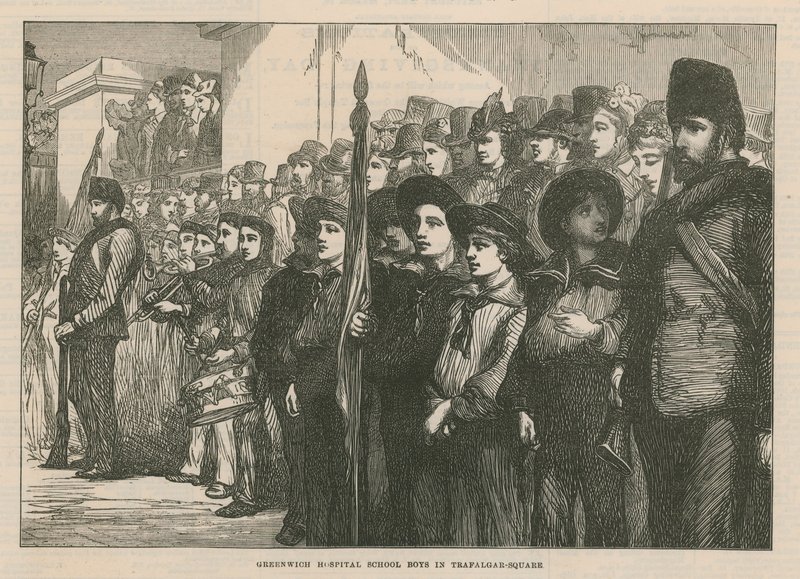 Greenwich Hospital School Boys in Trafalgar Square by English School