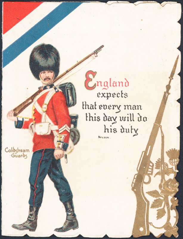 Greeting Card with a Soldier of the Coldstream Guards by English School