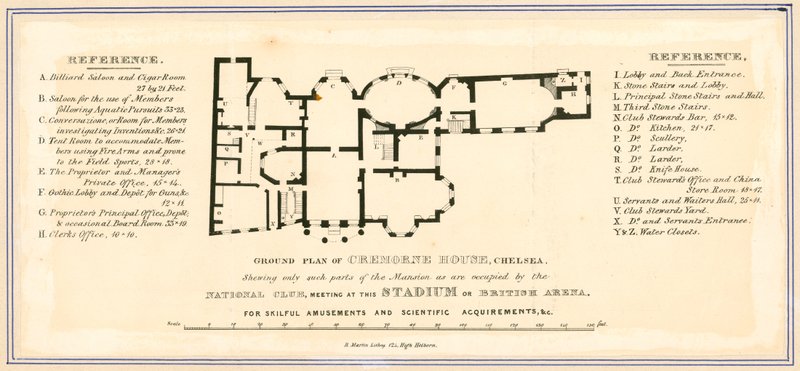 Ground Plan of Cremorne House, London by English School