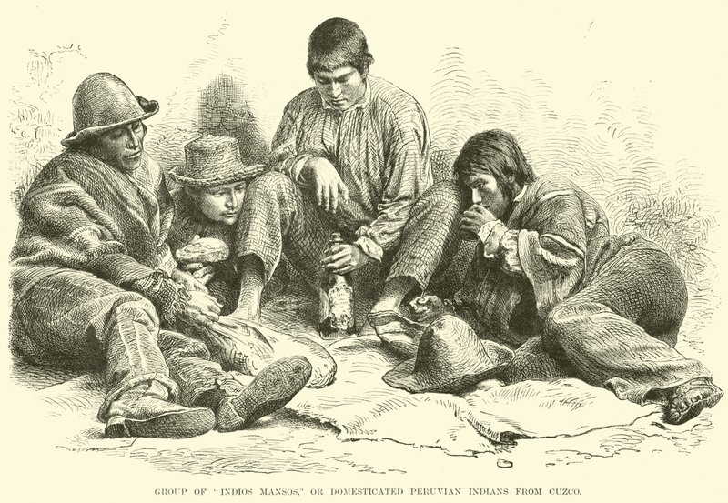 Group of Indios Mansos, or Domesticated Peruvian Indians from Cuzco by English School