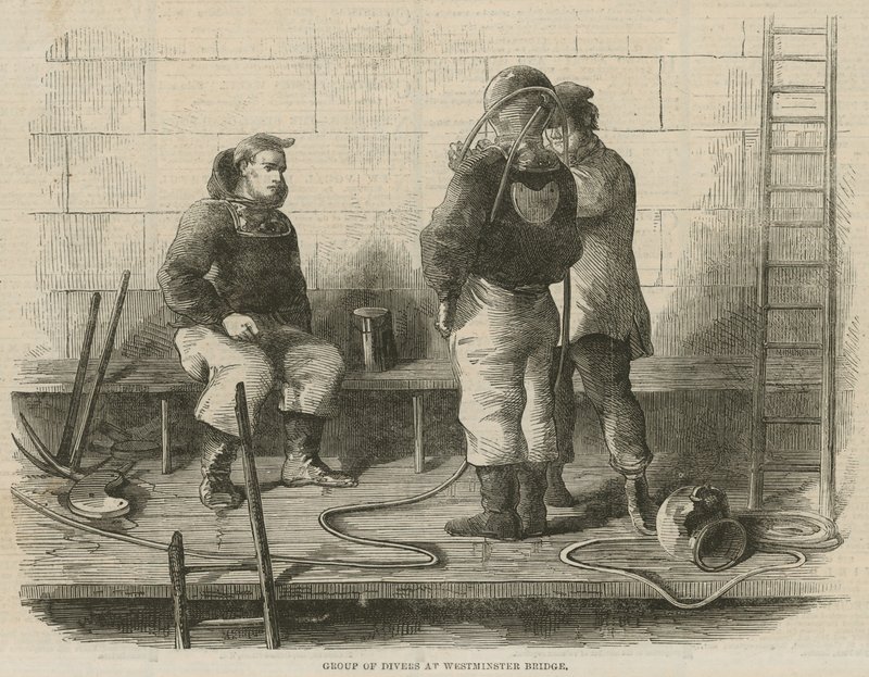 Group of Divers at Westminster Bridge by English School