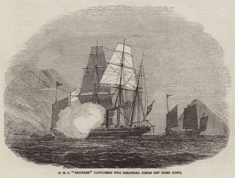 HMS "Reynard" capturing Two Piratical Junks off Hong Kong by English School