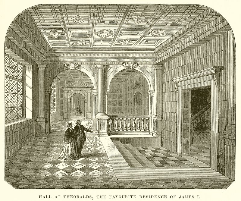 Hall at Theobalds, the Favourite Residence of James I by English School
