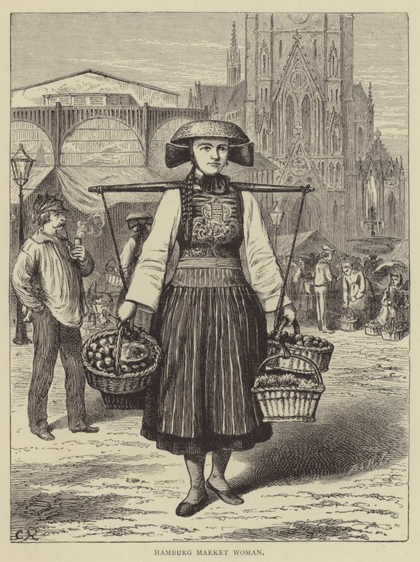 Hamburg Market Woman by English School
