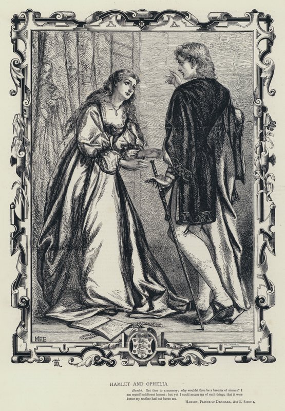 Hamlet and Ophelia, Hamlet, Prince of Denmark, Act iii, Scene 1 by English School