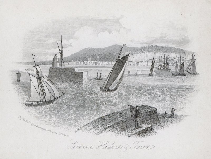 Harbour and Town, Swansea, Wales by English School