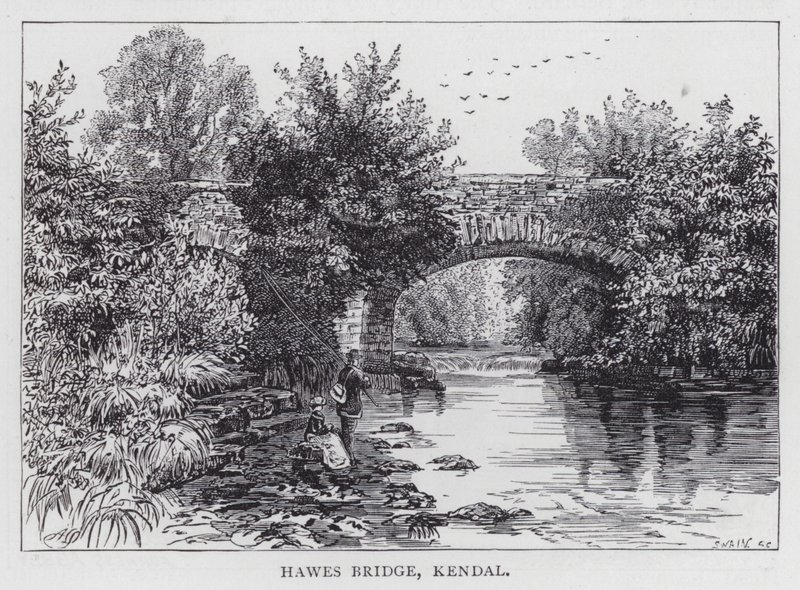 Hawes Bridge, Kendal (engraving) by English School