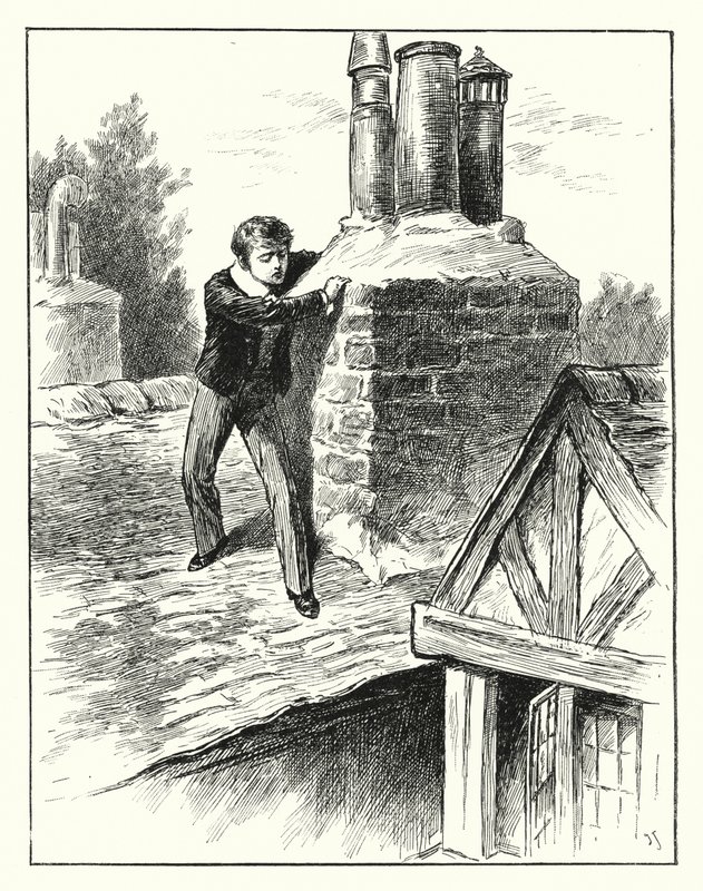 He climbed round a chimney stack by English School