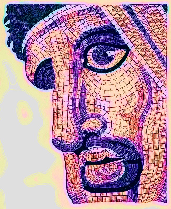 Head in mosaic, from The Battle of Issus, illustration from Historic Ornament by James Ward, published 1897 by English School