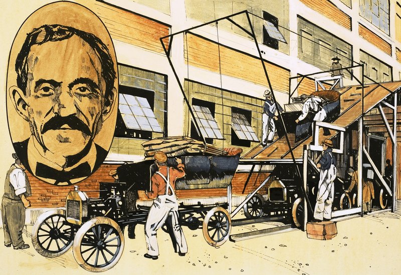 Henry Ford and His First Production Line by English School