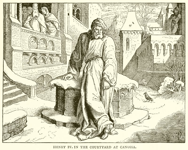 Henry IV in the Courtyard at Canossa by English School