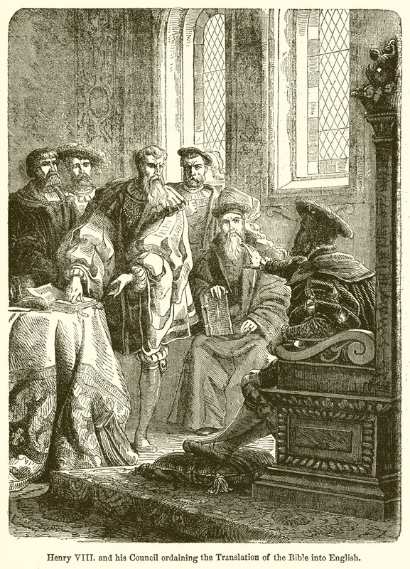 Henry VIII and His Council Ordaining the Translation of the Bible into English by English School