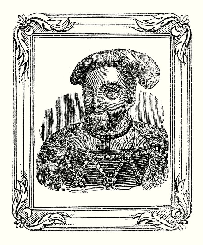 Henry VIII was Born in 1490, Crowned in 1509, Died in 1547 by English School