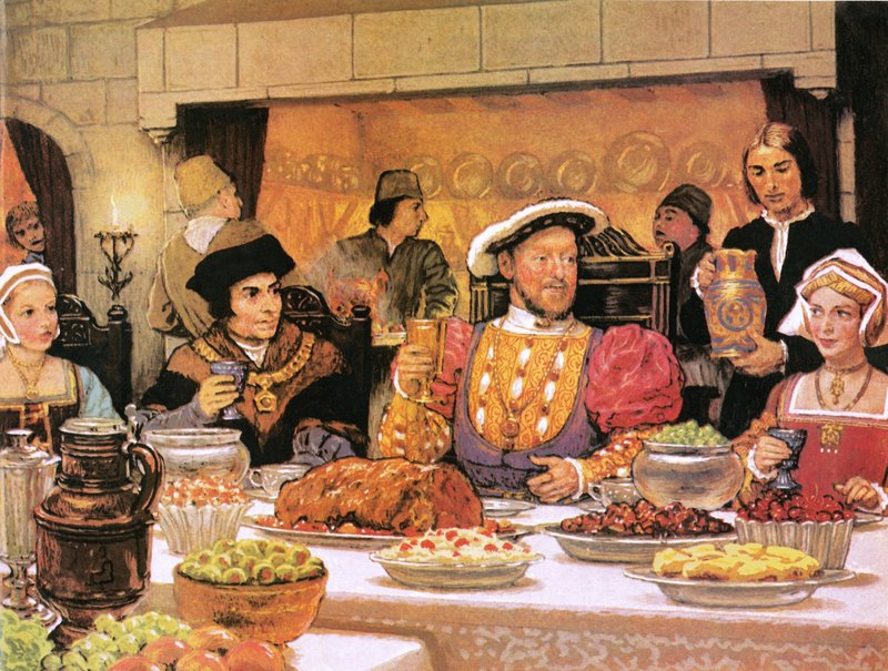 Henry VIII with Sir Thomas More on his right by English School