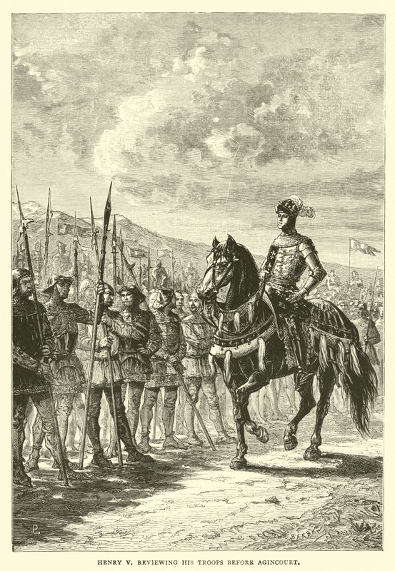 Henry V reviewing his troops before Agincourt by English School