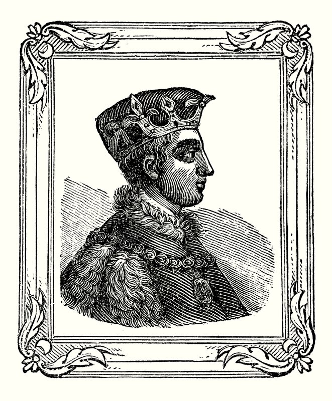 Henry V was born in 1388, crowned in 1413, and died in 1422 by English School