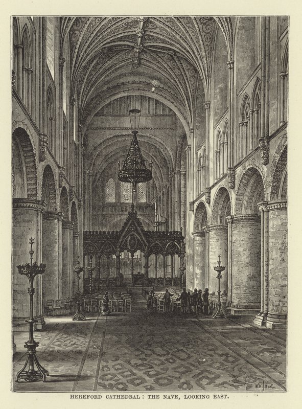 Hereford Cathedral, the nave, looking east by English School