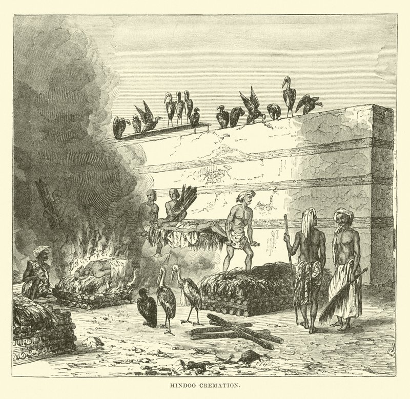Hindoo Cremation by English School