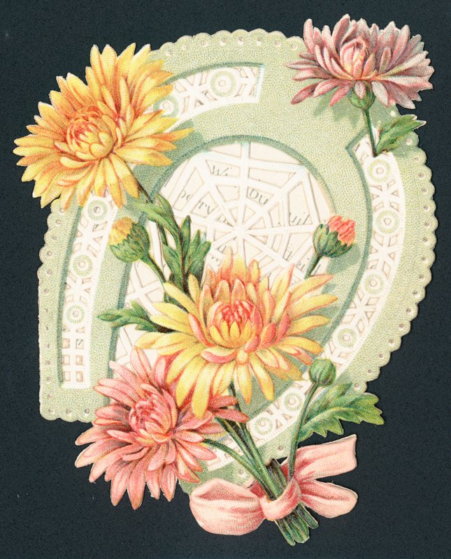 Horseshoe and Flowers by English School