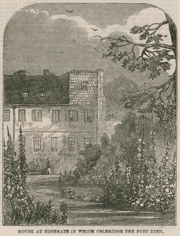 House at Highgate, London, in Which Samuel Coleridge the Poet Died by English School