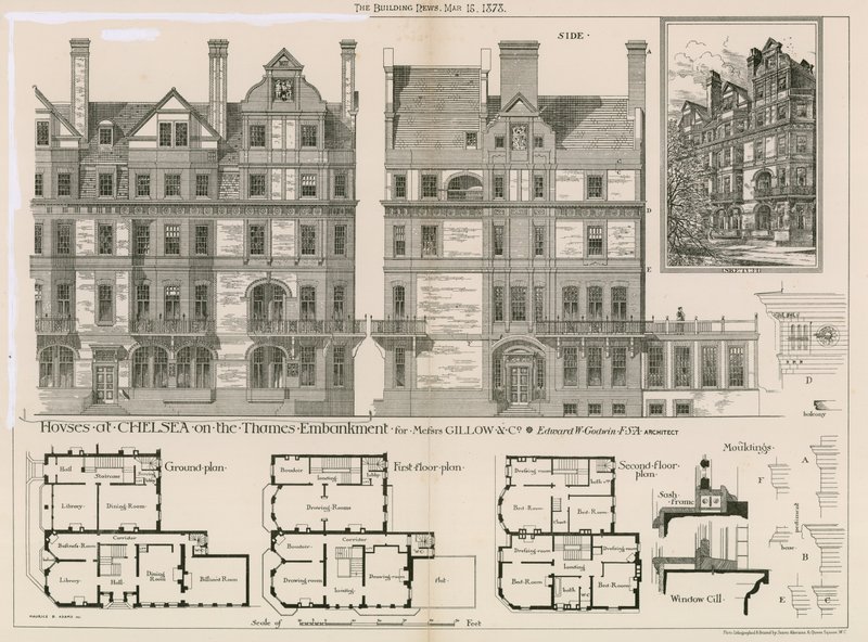 Houses at Chelsea on the Thames Embankment for Messrs Gillow & Co by English School