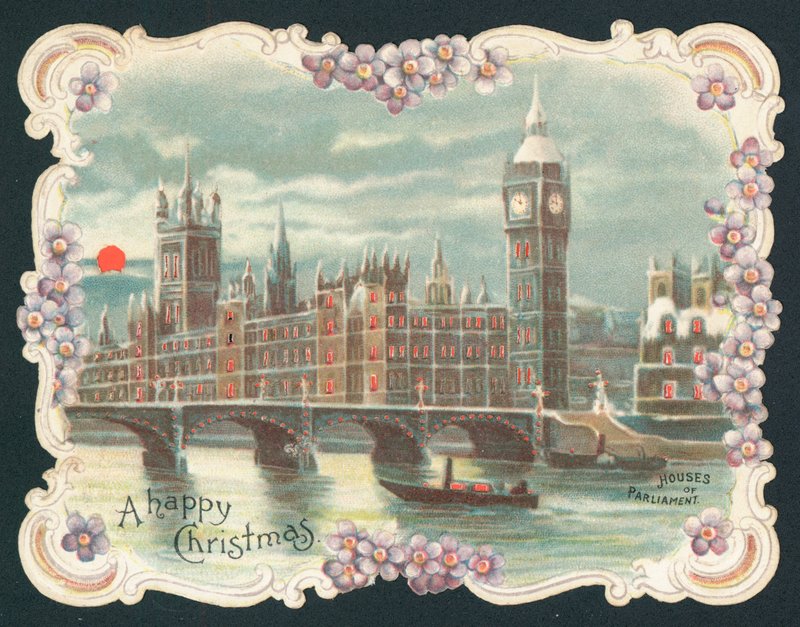 Houses of Parliament in winter by English School