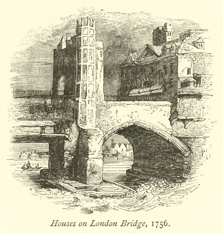 Houses on London Bridge, 1756 by English School