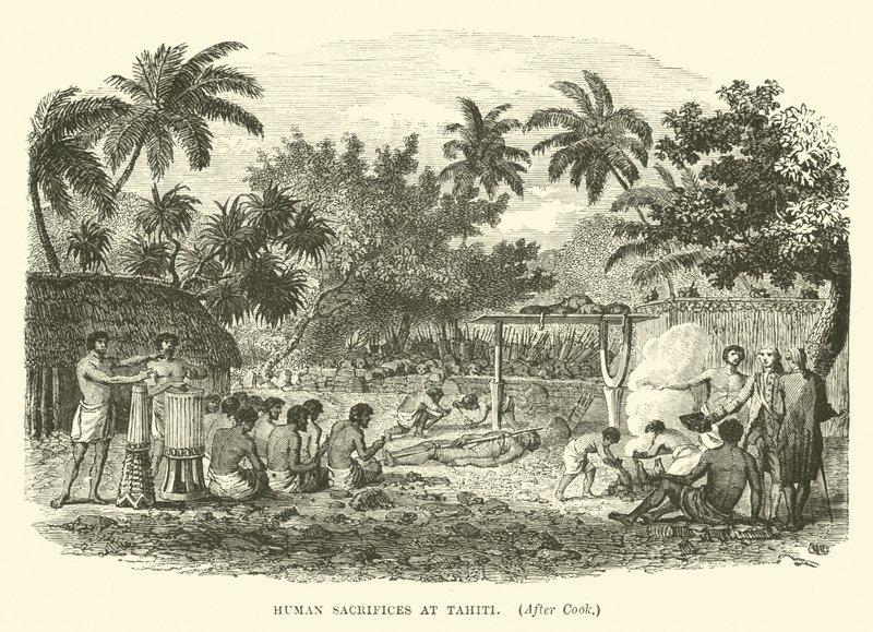 Human Sacrifices at Tahiti, after Cook by English School