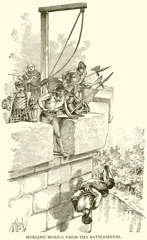 Hurling Moxica from the Battlements by English School